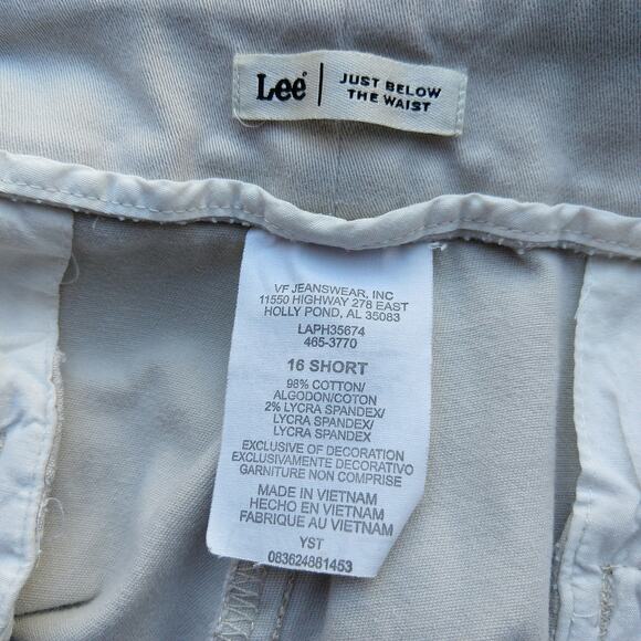 Lee Just Below the Waist Khaki White Slacks size 16S short slimming trousers - Picture 6 of 16